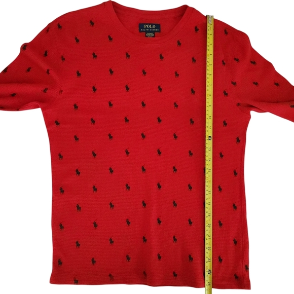POLO RALPH LAUREN Red Thermal Knit Sleepwear Top Medium - Picture 6 of 11